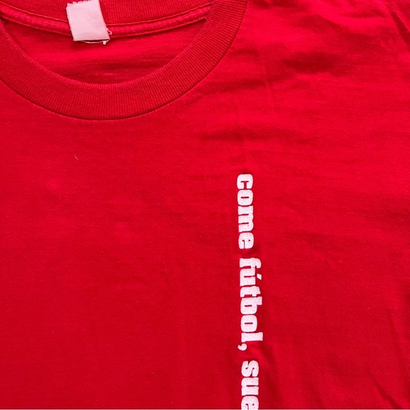 Vintage 01’ Coca Cola X Soccer Copa America Wrap Around Red T Shirt Size L 21X27 - Picture 8 of 8